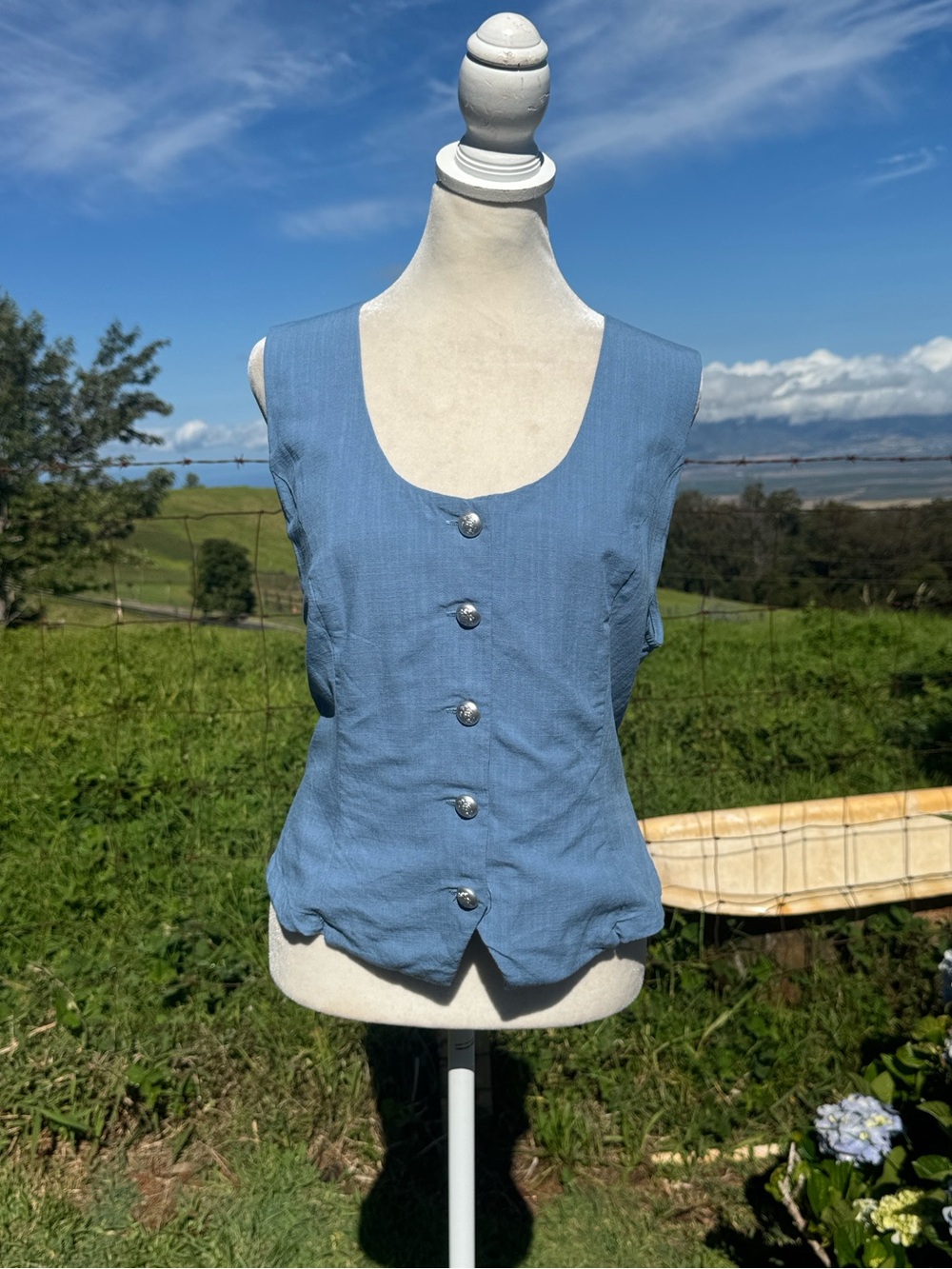 Vintage 90s Blue Sleeveless Vest Top XL